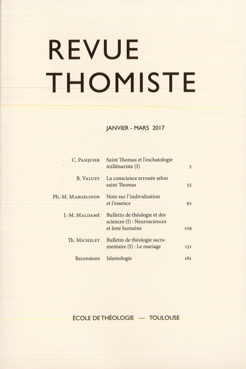 Kniha Revue Thomiste - 1/2017 Philippe-Marie Margelidon