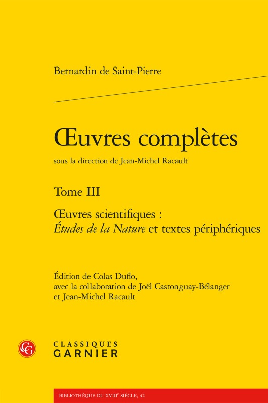 Kniha Oeuvres Completes. Tome III: Oeuvres Scientifiques: Etudes de la Nature Et Textes Peripheriques Henri Bernardin De Saint-Pierre