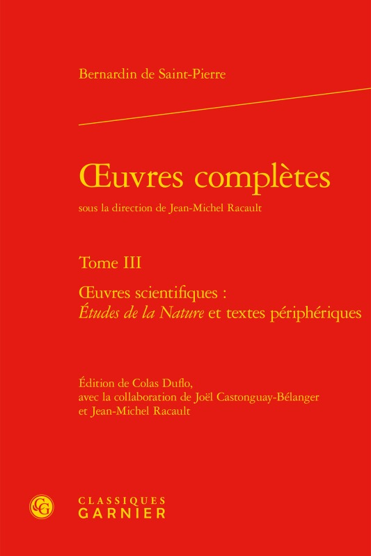 Kniha Oeuvres Completes. Tome III: Oeuvres Scientifiques: Etudes de la Nature Et Textes Peripheriques Henri Bernardin De Saint-Pierre