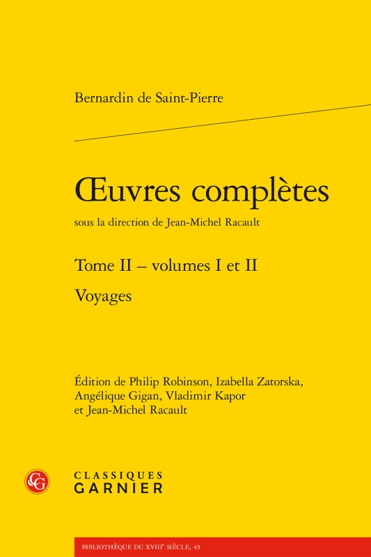 Carte Oeuvres Completes. Tome II: Voyages Henri Bernardin De Saint-Pierre