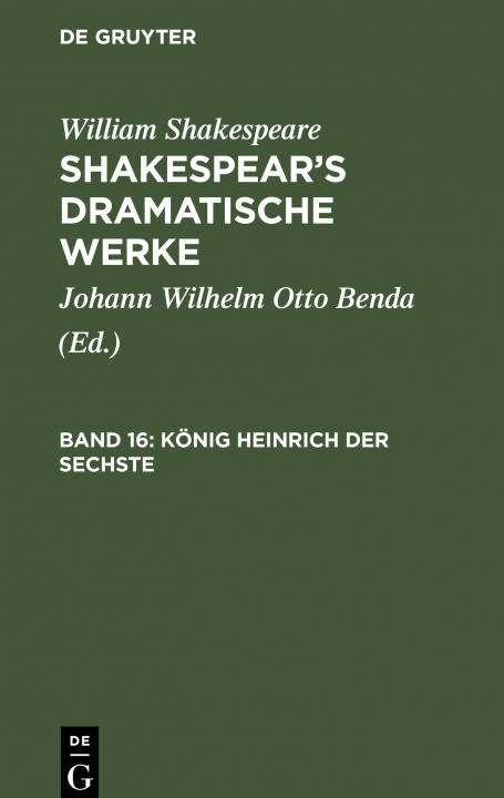 Kniha Koenig Heinrich der Sechste William Shakespeare