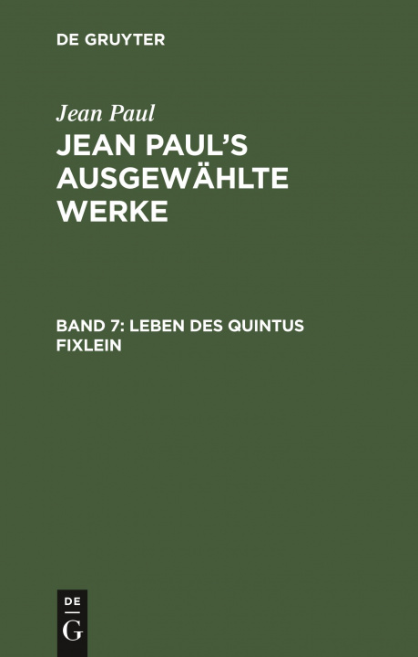 Carte Leben Des Quintus Fixlein Jean Paul