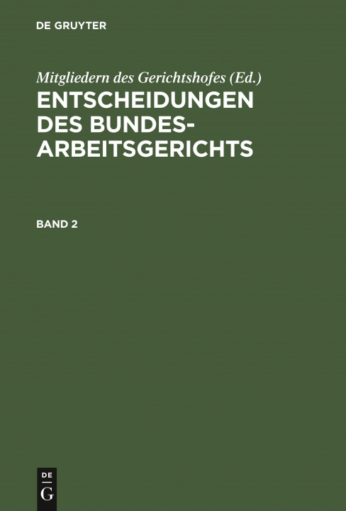 Livro Entscheidungen Des Bundesarbeitsgerichts. Band 2 No Contributor
