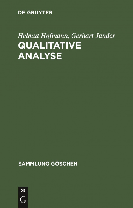 Kniha Qualitative Analyse Helmut Hofmann