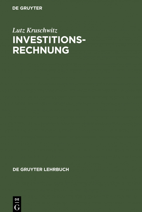 Kniha Investitionsrechnung Lutz Kruschwitz