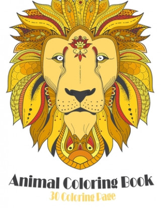 Carte Animal Coloring Book: Lovely animals coloring books - mosaic coloring bookAnimal Mandala Coloring Book - Background for Anxiety Relief - Rel Black Backgraund Coloringbook