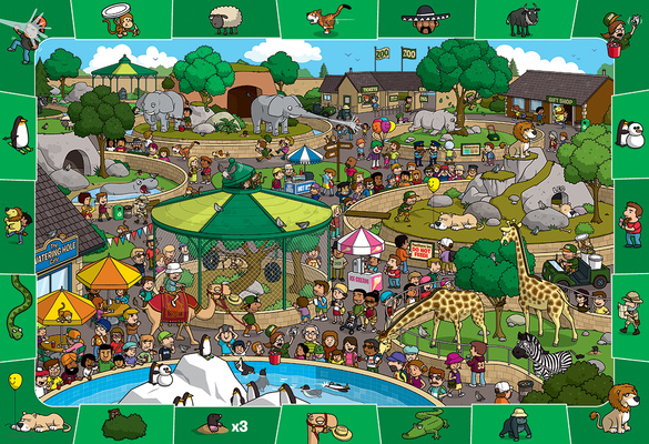 Gra/Zabawka A Day in the Zoo-Spot & Find 100-Piece Puzzle Eurographics