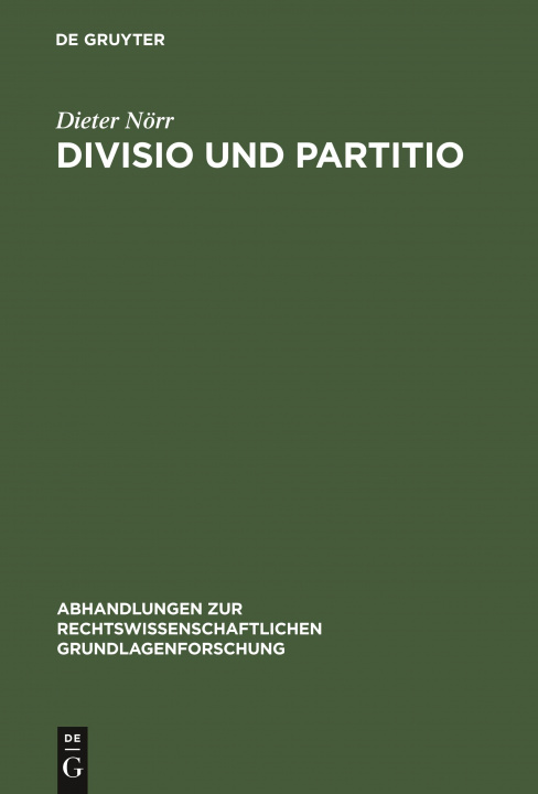 Könyv Divisio Und Partitio Dieter Nörr