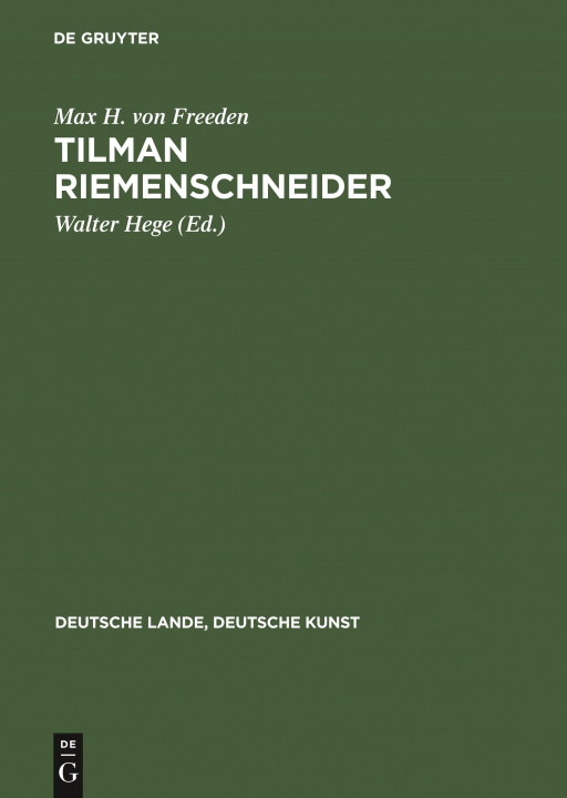 Carte Tilman Riemenschneider Max H. Von Freeden