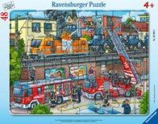Játék Ravensburger Kinderpuzzle - 05093 Feuerwehreinsatz an den Bahngleisen - Rahmenpuzzle für Kinder ab 4 Jahren, mit 48 Teilen 