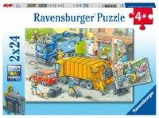 Igra/Igračka Ravensburger Kinderpuzzle - 05096 Müllabfuhr und Abschleppwagen - Puzzle für Kinder ab 4 Jahren, mit 2x24 Teilen 