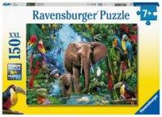 Játék Ravensburger Kinderpuzzle - 12901 Dschungelelefanten - Tier-Puzzle für Kinder ab 7 Jahren, mit 150 Teilen im XXL-Format 
