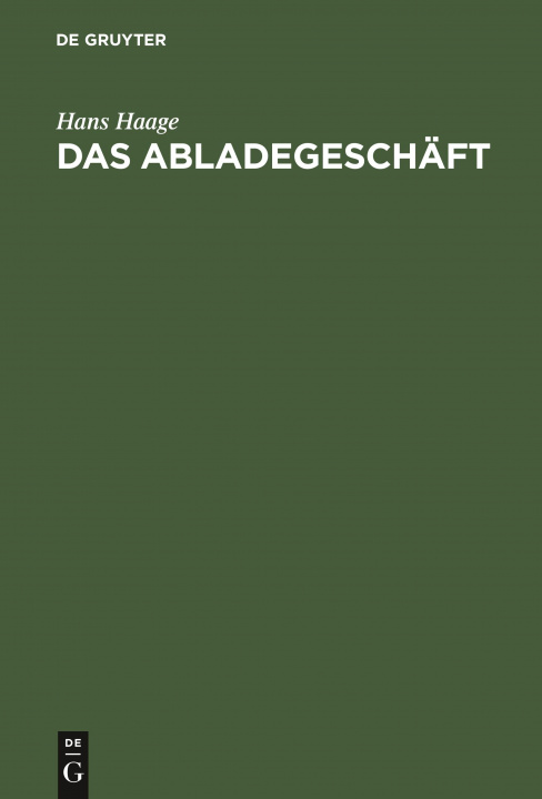 Book Abladegeschaft Hans Haage
