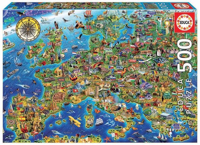 Joc / Jucărie Educa Puzzle. Crazy European Map 500 Teile 