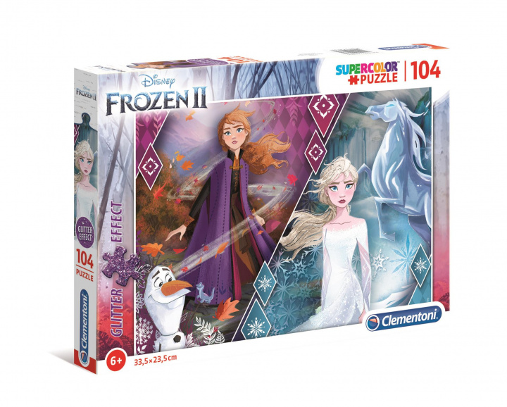 Hra/Hračka Clementoni Puzzle Supercolor Glitter Frozen 2, 104 dílků 