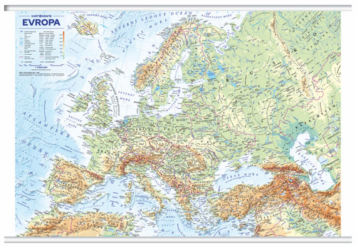 Tiskovina Evropa nástěnná obecně zeměpisná mapa 