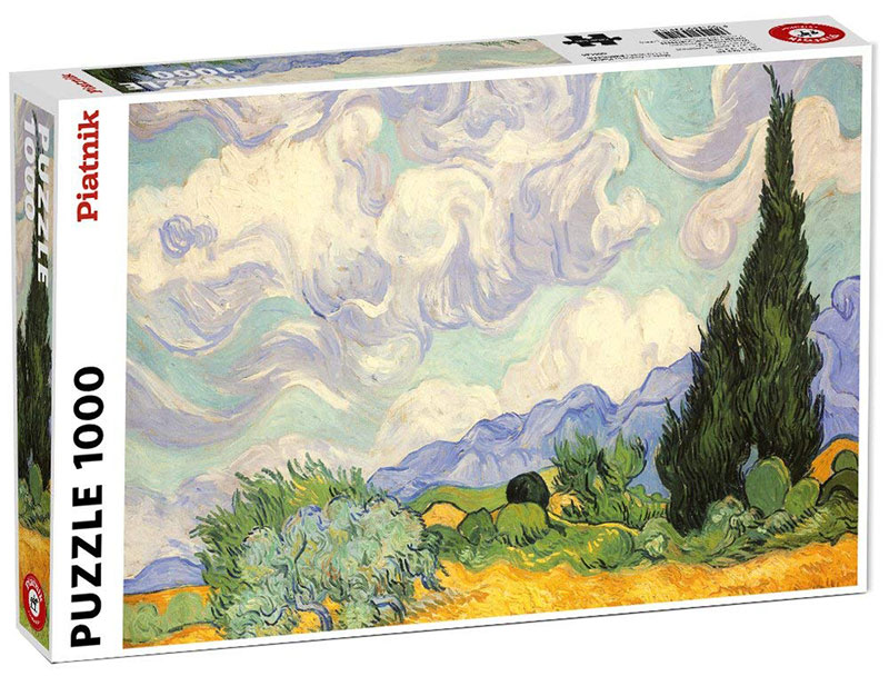 Hra/Hračka Puzzle Van Gogh, Pšeničné pole s cypřiši 1000 dílků 