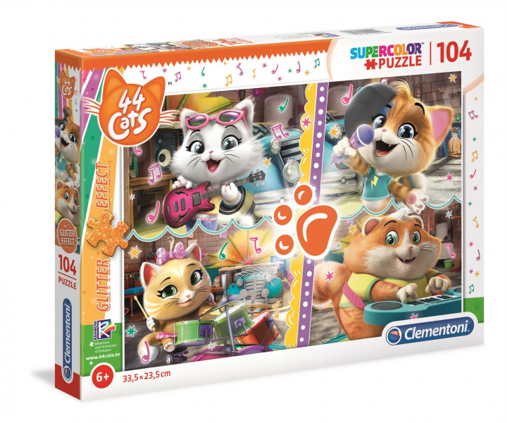 Joc / Jucărie Puzzle SuperColor 104 Glitter 44 Cats 