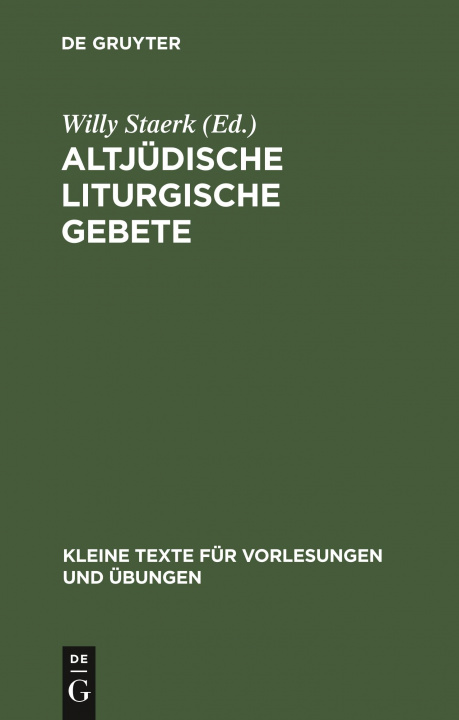 Livro Altjudische Liturgische Gebete Willy Staerk