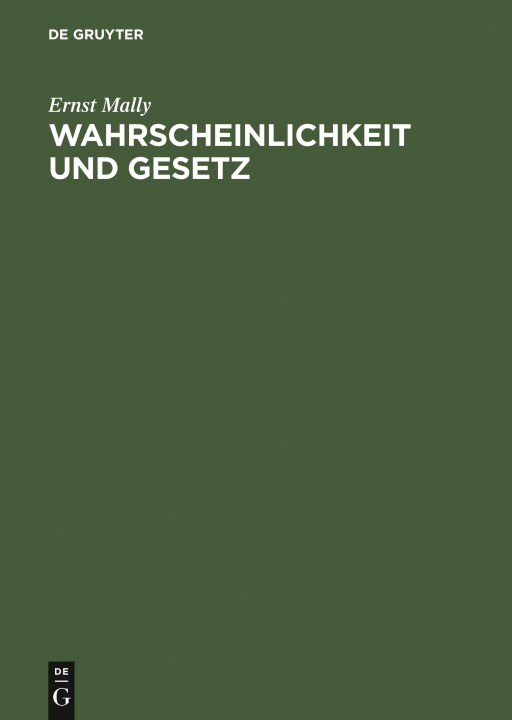 Knjiga Wahrscheinlichkeit Und Gesetz Ernst Mally