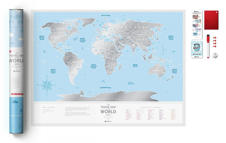 Книга Mapa zdrapka świat travel map silver world 