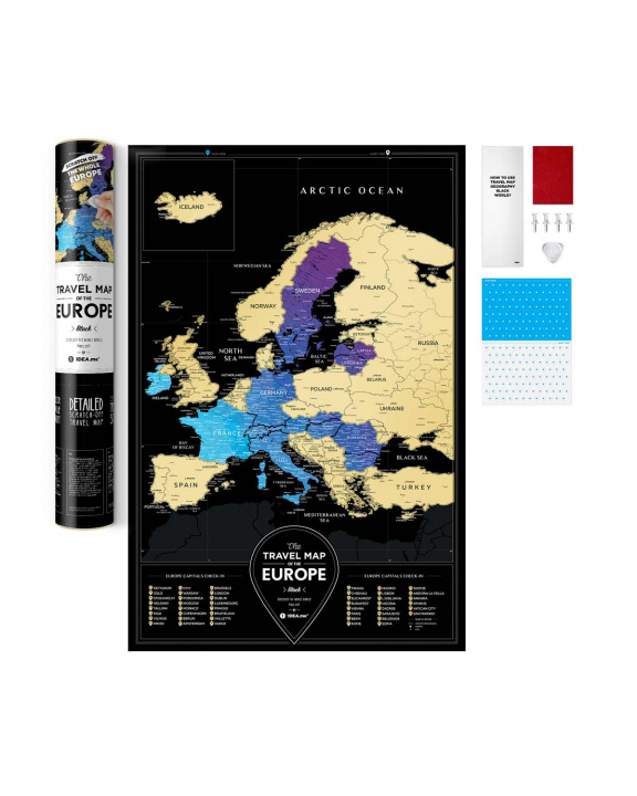 Carte Mapa zdrapka travel map black Europe 