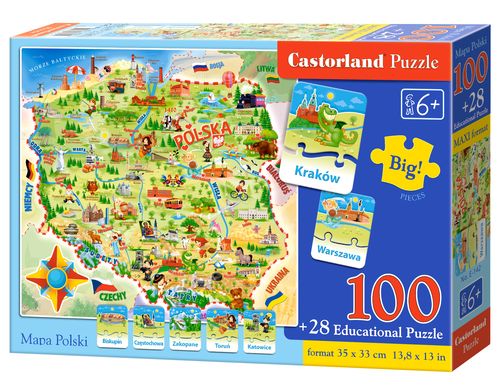 Hanganyagok Puzzle 100 maxi Mapa Polski 