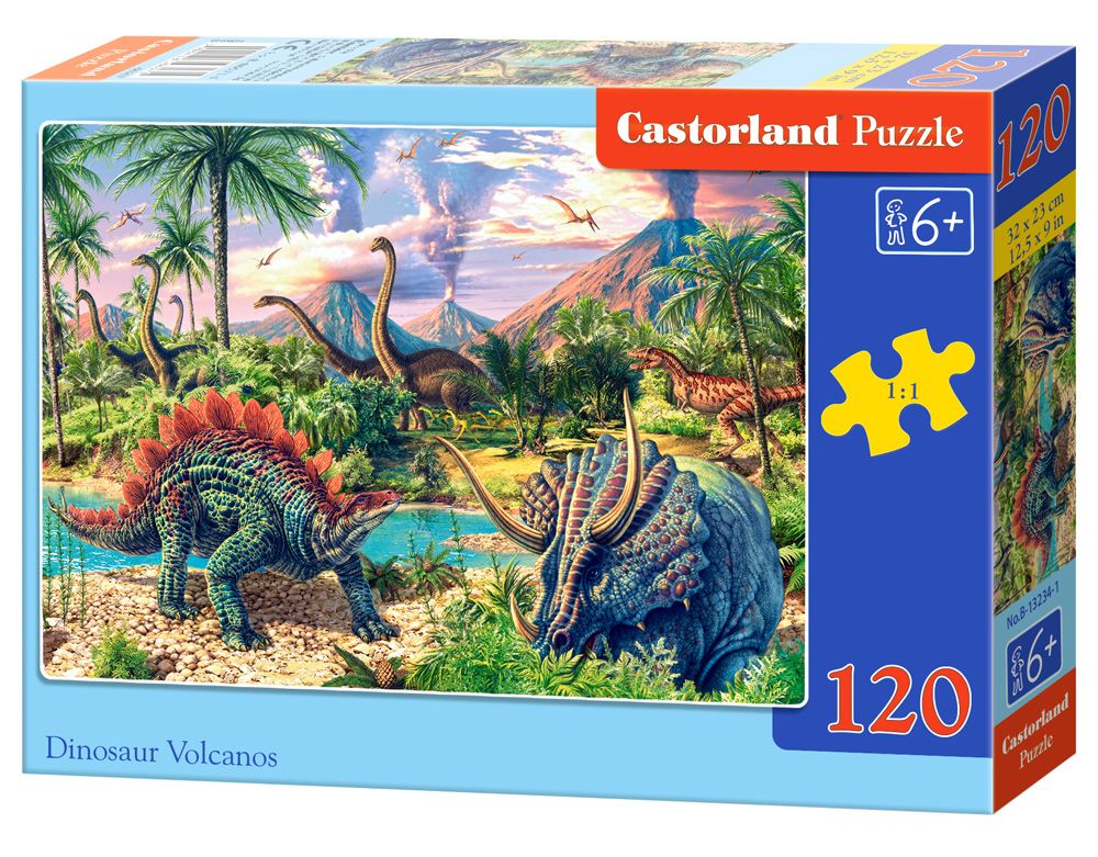 Kniha Puzzle 120 Dinozaury przy wulkanach B-13234 