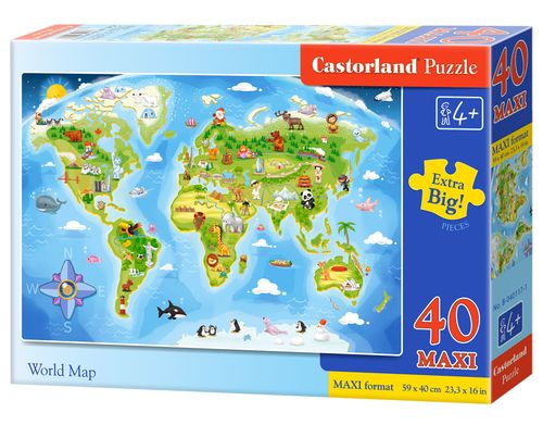Carte Puzzle 40 maxi Mapa świata 