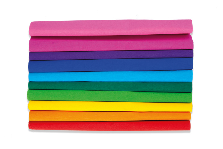 Knjiga Bibuła marszczona Happy Color tęczowe kolory 25x200cm 10 kolorów 10 rolek 