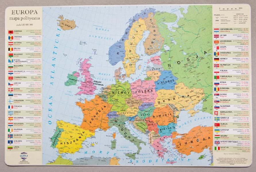 Tiskovina Podkładka mapa polityczna Europy 