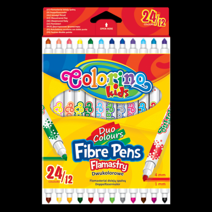 Carte Flamastry Colorino Kids dwukolorowe 12 sztuk 24 kolorów 