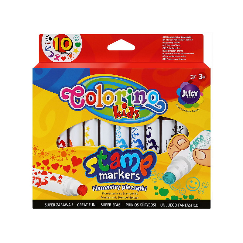 Kniha Flamastry Colorino Kids pieczątki 10 kolorów 