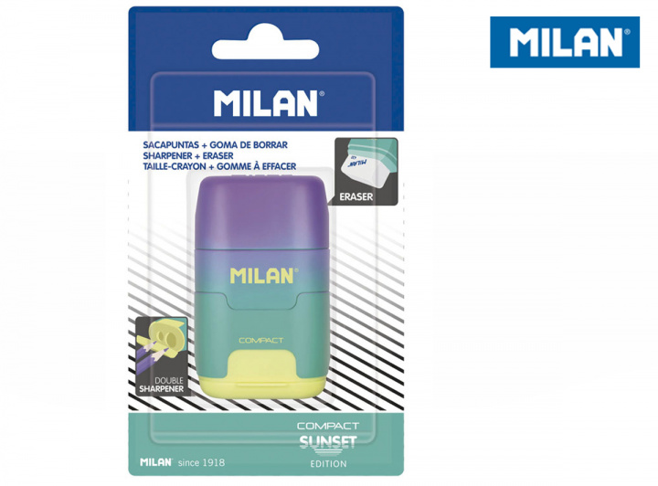 Carte Temperówko - gumka Milan Compact Sunset fioletowo - zielono - żółta 1 szt. na blistrze 