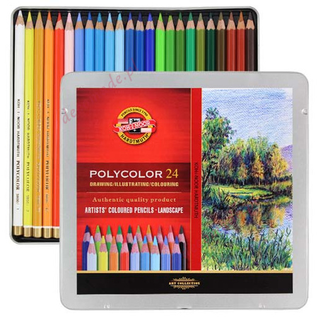 Knjiga Kredki ołówkowe polycolor Koh-i-Noor 3824 24 kolory krajobraz opakowanie metalowe 