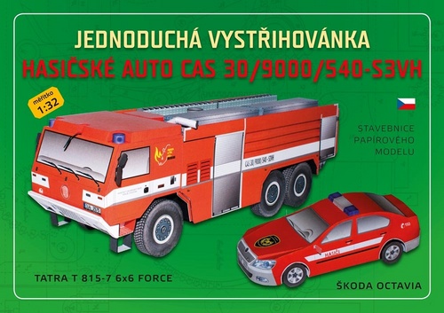 Papírenské zboží Jednoduchá vystřihovánka hasičské auto 