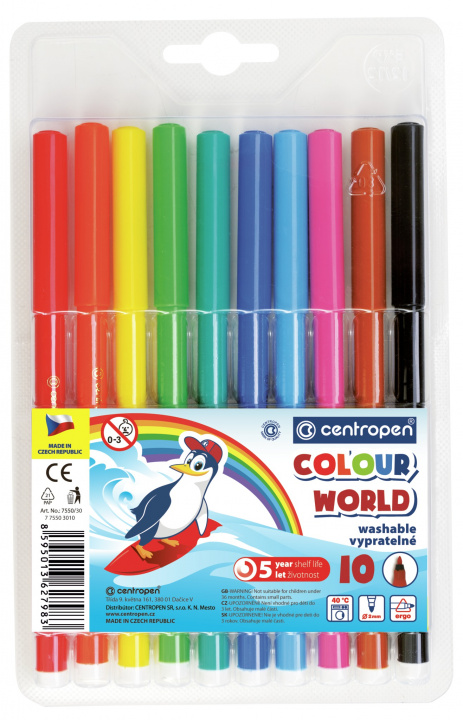 Papírenské zboží Flamastry Centropen rainbow kids 7550 10 kolorów 