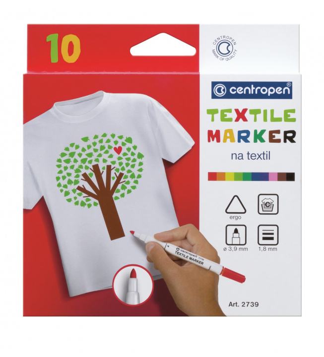 Papírszerek Markery do tkanin Centropen textile marker 2739 10 kolorów 