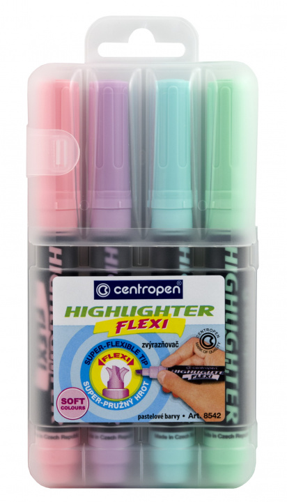 Articole de papetărie Zakreślacz Centropen Highlighter flexi soft 8542 4 kolory pastel 