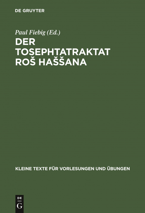 Kniha Der Tosephtatraktat Ros Hassana 