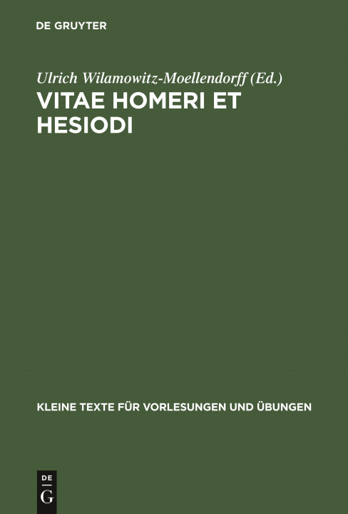 Könyv Vitae Homeri Et Hesiodi 