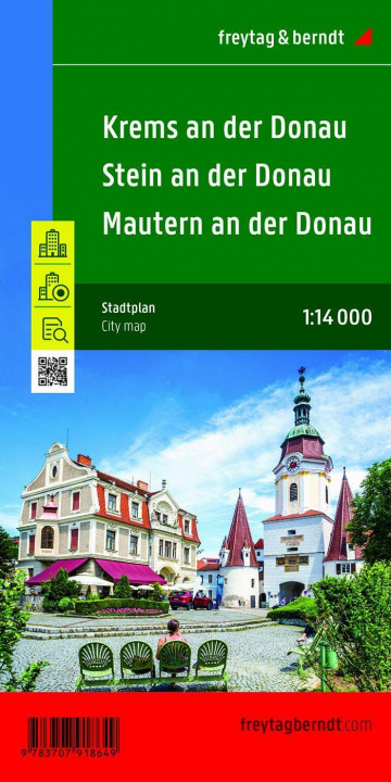 Nyomtatványok Krems an der Donau mit Stein und Mautern, Stadtplan 1:14.000 