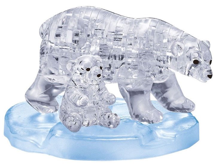 Hra/Hračka 3D Crystal puzzle Lední medvědice s mládětem / 40 dílků 
