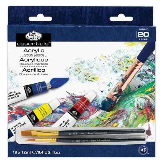 Knjiga Royal & Langnickel Akrylové barvy ARTIST 18x12ml + 2 štětce 
