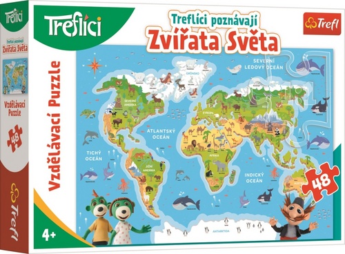 Hra/Hračka Puzzle Treflíci poznávají zvířátka světa 