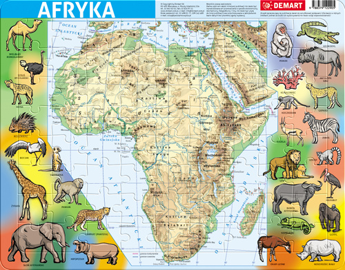 Kniha Puzzle ramkowe 72 Afryka mapa fizyczna 