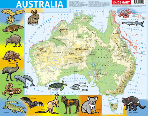 Kniha Puzzle ramkowe 72 Australia mapa fizyczna 