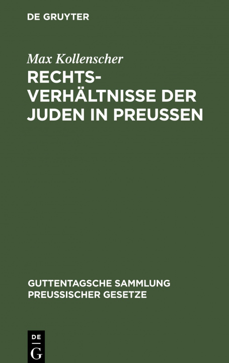 Könyv Rechtsverhaltnisse Der Juden in Preussen 