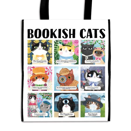 Carte Bookish Cats Reusable Shopping Bag Mudpuppy
