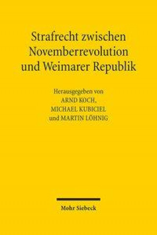Kniha Strafrecht zwischen Novemberrevolution und Weimarer Republik Michael Kubiciel